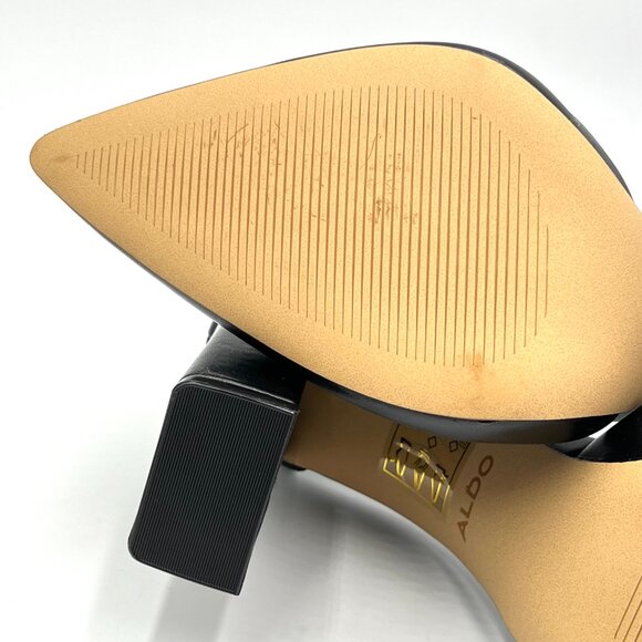 Aldo Womens Size 10 Black Leather D'Orsay Point Toe Block Heels Pumps Shoes - Picture 11 of 15